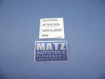 Aufklebezettel - Lufttrichter - Achtung Ventilator - Opel Monza - Senator A