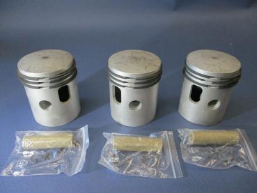Kolbensatz Ø 75,93 mm steht auf dem Kolbenboden f. DKW, Munga, 1000 ccm  Repro / Nachbau für Zyli. Ø 76,00 mm 8861 410 50 19 000